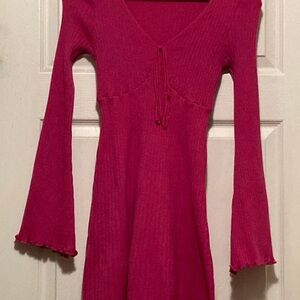 SHEIN Pink Ribbed Mini Dress